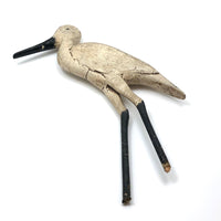 Old Carved, Polychromed Wading Bird with Great Form and Surface (As Found)