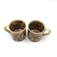 Glorious, Very Scarce Pair of Early Marbled Mochaware Child's Mugs