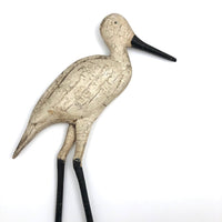 Old Carved, Polychromed Wading Bird with Great Form and Surface (As Found)