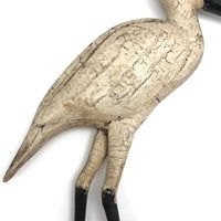 Old Carved, Polychromed Wading Bird with Great Form and Surface (As Found)