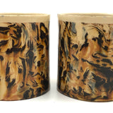 Glorious, Very Scarce Pair of Early Marbled Mochaware Child's Mugs