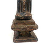 Weathered But Beautiful Antique Carved Santos in Blue and Gold Polychrome on Pedestal Base