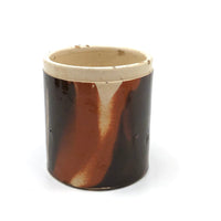 Sophisticated and Modern Feeling Early 19th C. Chocolate and Rust Glazed Mochaware Cup