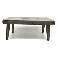 My Latest Favorite Stool, 19th C. in Gray Over Mustard Paint with Lovely Tapered Legs