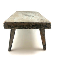 My Latest Favorite Stool, 19th C. in Gray Over Mustard Paint with Lovely Tapered Legs