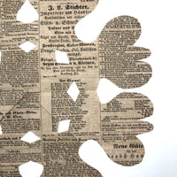 SOLD 1858 Pennsylvania German Quilting Template Cut from German Language Newspaper