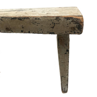 My Latest Favorite Stool, 19th C. in Gray Over Mustard Paint with Lovely Tapered Legs