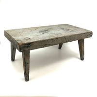 My Latest Favorite Stool, 19th C. in Gray Over Mustard Paint with Lovely Tapered Legs