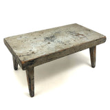 My Latest Favorite Stool, 19th C. in Gray Over Mustard Paint with Lovely Tapered Legs