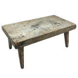 My Latest Favorite Stool, 19th C. in Gray Over Mustard Paint with Lovely Tapered Legs