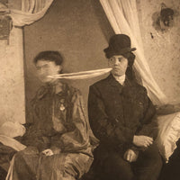 Chewing the Rag: Antique Mounted "Ectoplasm" Spirit Photo with Two Women. late 19th/early 20th c.