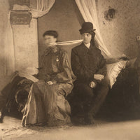 Chewing the Rag: Antique Mounted "Ectoplasm" Spirit Photo with Two Women. late 19th/early 20th c.