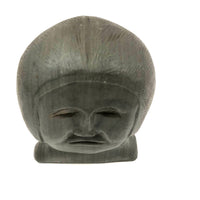 Wonderful Inuit Carved Green Stone Head, Signed with Disc Number