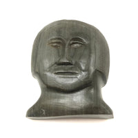 Wonderful Inuit Carved Green Stone Head, Signed with Disc Number