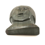 Wonderful Inuit Carved Green Stone Head, Signed with Disc Number