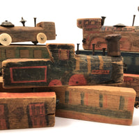 Wonderful Old Kid Made Set of Train Cars, with Three Locomotives!