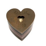 1903 Heart Shaped Love Token Metalsmith's Paperweight with Inset Photo