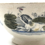 Girl with Bird, Dog and Hunter, Cows in Pasture, Charming Early Transferware Bowl