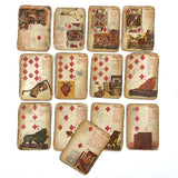 Much Used Fortune Teller's Deck of Early 1900s Gypsy Witch Cards, with Handwritten Notes, in Tin as Found