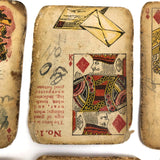 Much Used Fortune Teller's Deck of Early 1900s Gypsy Witch Cards, with Handwritten Notes, in Tin as Found