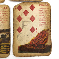 Much Used Fortune Teller's Deck of Early 1900s Gypsy Witch Cards, with Handwritten Notes, in Tin as Found