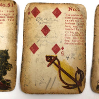 Much Used Fortune Teller's Deck of Early 1900s Gypsy Witch Cards, with Handwritten Notes, in Tin as Found