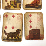 Much Used Fortune Teller's Deck of Early 1900s Gypsy Witch Cards, with Handwritten Notes, in Tin as Found