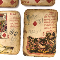 Much Used Fortune Teller's Deck of Early 1900s Gypsy Witch Cards, with Handwritten Notes, in Tin as Found