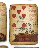 Much Used Fortune Teller's Deck of Early 1900s Gypsy Witch Cards, with Handwritten Notes, in Tin as Found