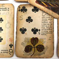 Much Used Fortune Teller's Deck of Early 1900s Gypsy Witch Cards, with Handwritten Notes, in Tin as Found