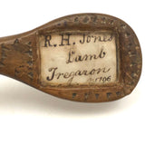 Lovely 1796 Hand-carved Spoon with Handwritten Inlay Under Glass