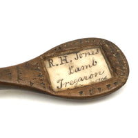 Lovely 1796 Hand-carved Spoon with Handwritten Inlay Under Glass