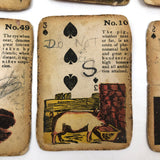 Much Used Fortune Teller's Deck of Early 1900s Gypsy Witch Cards, with Handwritten Notes, in Tin as Found