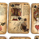 Much Used Fortune Teller's Deck of Early 1900s Gypsy Witch Cards, with Handwritten Notes, in Tin as Found