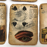 Much Used Fortune Teller's Deck of Early 1900s Gypsy Witch Cards, with Handwritten Notes, in Tin as Found