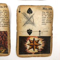 Much Used Fortune Teller's Deck of Early 1900s Gypsy Witch Cards, with Handwritten Notes, in Tin as Found