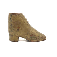 Nicely Carved Antique Miniature Boot in Original Gold Paint