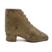 Nicely Carved Antique Miniature Boot in Original Gold Paint