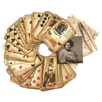 Much Used Fortune Teller's Deck of Early 1900s Gypsy Witch Cards, with Handwritten Notes, in Tin as Found