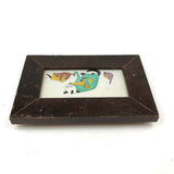 Green Cat and Tussling Kittens, Marvelous 19th C. PA Naive Watercolor in Period Frame