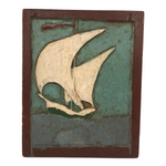 Painterly Relief Carved Folk Art Sailboat in Excellent Palette