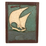 Painterly Relief Carved Folk Art Sailboat in Excellent Palette