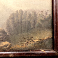 Subtle and Super Atmospheric Old Oil on Canvas Landscape with Fallen Trees