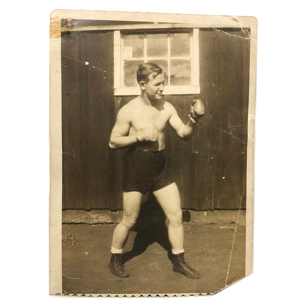 Beaten Up Old Boxer Photo with Scalloped Edge