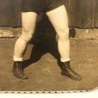 Beaten Up Old Boxer Photo with Scalloped Edge