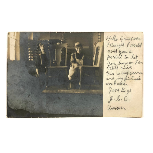 Very Young Chair Makers, 1907 RPPC with Note to Grandma, Kutztown, PA