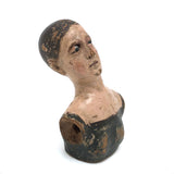 Soulful 18/19th C Carved Santos / Mannequin Bust with Glass Eyes and Polychrome