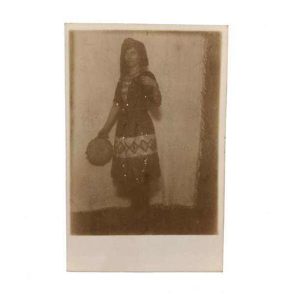 Spirit Like Gypsy Woman with Tambourine, Super Atmospheric Old RPPC