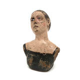 Soulful 18/19th C Carved Santos / Mannequin Bust with Glass Eyes and Polychrome