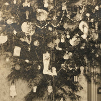 Ceiling Hung Christmas Tree! Antique Snapshot Photo